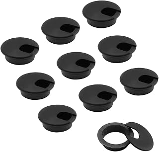 DLAND 10 Pcs Desk Cord Cable Wire Grommet, Suitable for Computer Desks, Desks and Other Desktops (Black)
