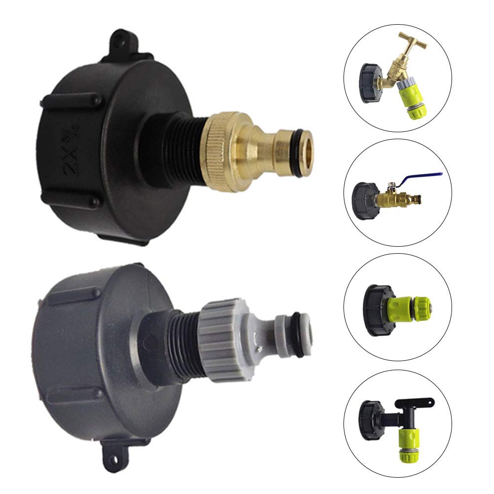 Raccordo Rapido Per IBC Da 1000 Litri, Adattatore Per Rubinetto Con Filetto S60x6, Uscita In Plastica 3/4'' E Ottone 1/2'' - 3