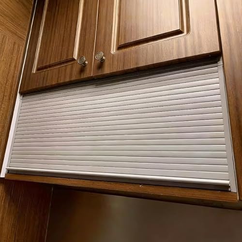 Porta a Soffietto da Interno Tenda a Serrandina Lunga con Maniglia a Binario, Porta Avvolgibile a Scomparsa in Plastica Bianca per Armadietti di Piccole Dimensioni(18x12in(46x30cm))