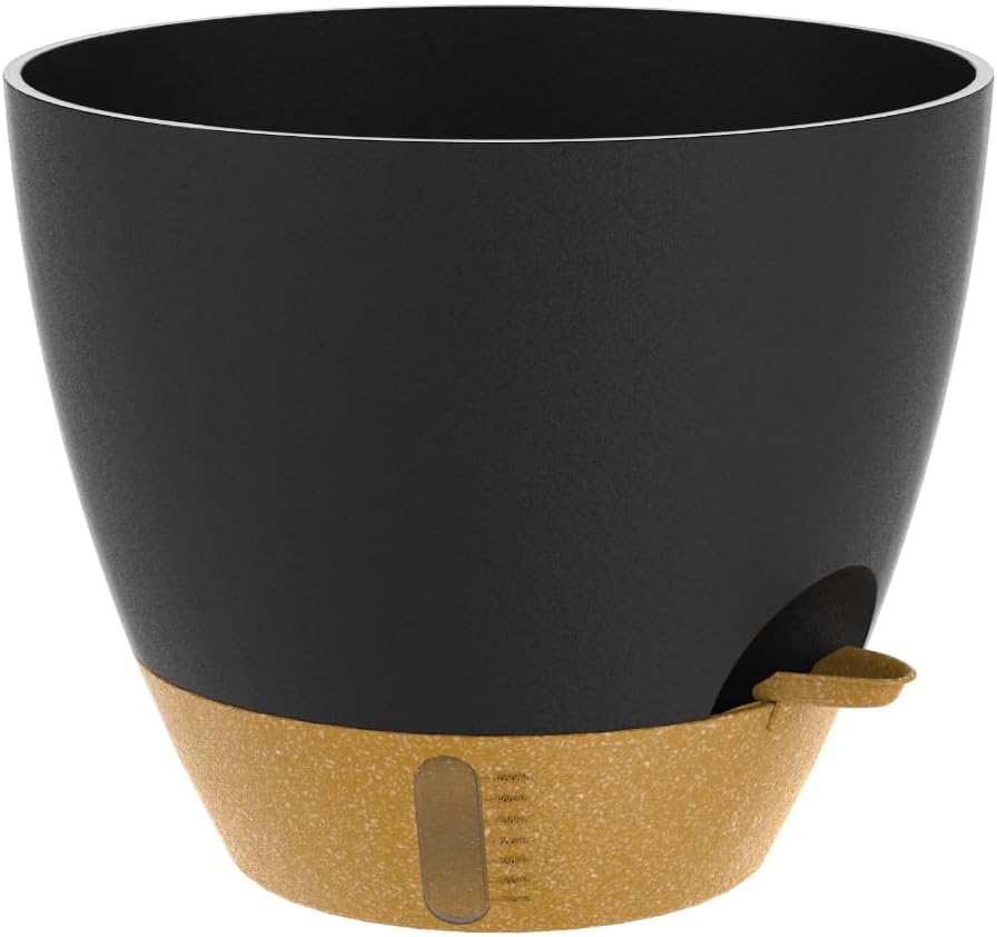 2 Pcs Self-Watering Planters for Indoor & Outdoor Use - Large Plastic Pots with Built-in Drainage, Water Level Indicator, Deep Reservoir | Modern Decorative Design for Plants(Black,12inch)