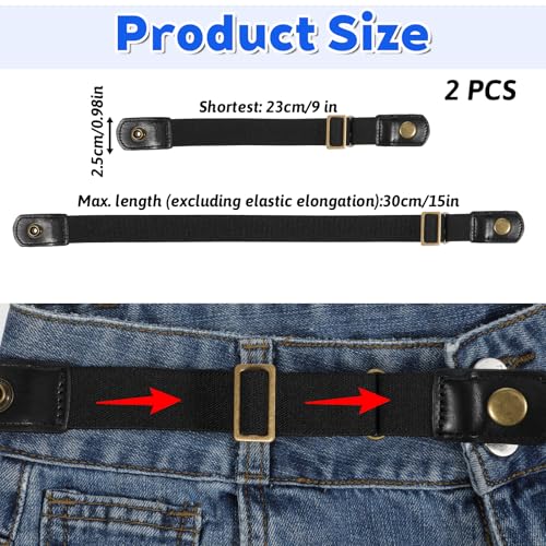 2 Pcs No Buckle Belt Women & Men, Invisible Stretch Side Belts Without Buckles, Comfortable Adjustable No Buckle Stretch Belt for Women, Lady, Men Jeans Pants2