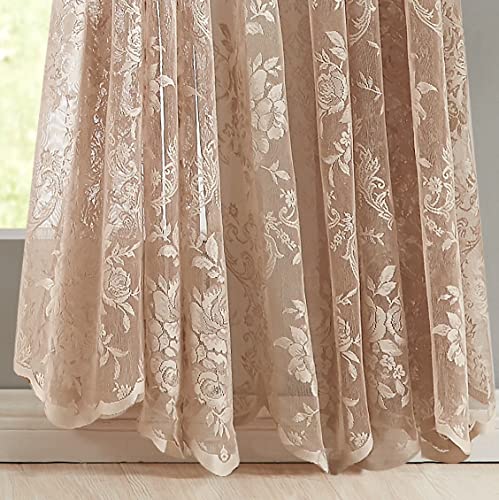 Warm Home Designs Semi Sheer 102" X 84" Lace Golden Linen Curtains For Patio Doors With Attached Valance & Tassels. Patio Door Curtain For Sliding Door Or Extra Wide Curtain Panels. L Linen Patio 84” #TOP5