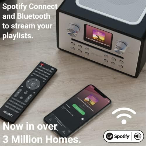 CD Player with Internet, DAB and FM Radio | Smart Radio with Spotify, Podcasts, Bluetooth, 40+ Presets, TFT Display | Majority Homerton 2 CD Player and Digital Radio | Black
