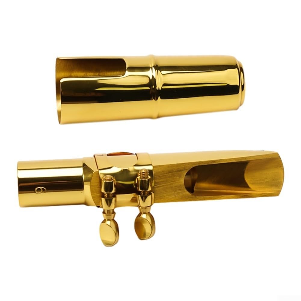 Boquilla de metal de grado profesional para saxofón tenor compatible con tamaños 5, 6, 7, 8, 9 e incluye tapa de ligadura (C medio (medio C (8))