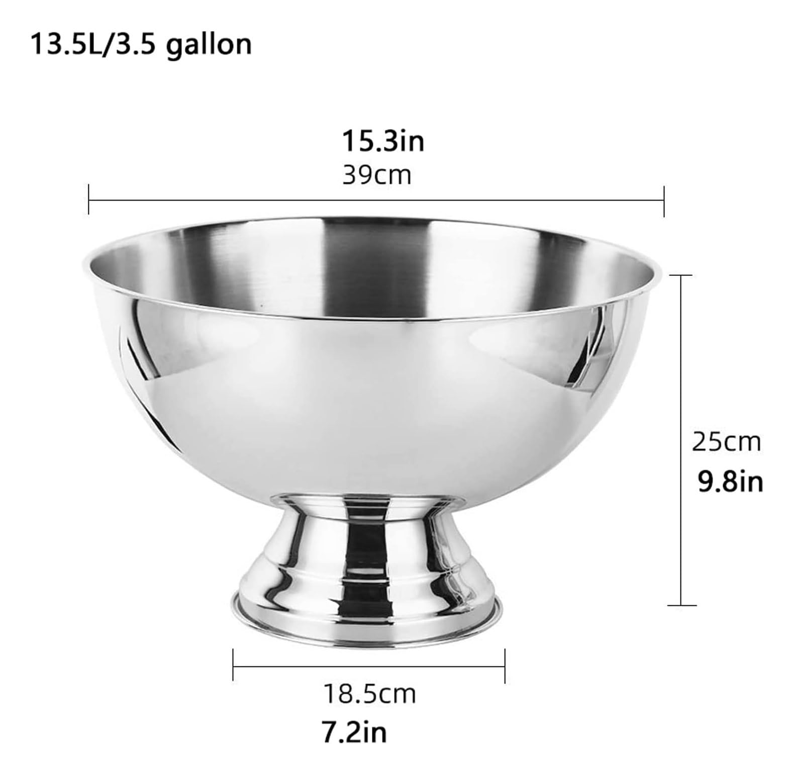 Wiadro lodu 13.5l/3.5 galonów miska do szampana wiaderko z lodem 304 wiaderko z lodem ze stali nierdzewnej podwójna ściana piwo Ce wiadro na wino barowe Impreza (Color : Silver)