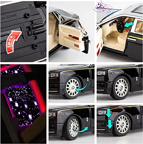 Image of 1:24 Scale Big Size Rolls Royce Phantom Toy Car | Metal Pullback Diecast Car for Kids with Openable Doors, Sound, Light Effects Toy for Car Enthusiasts (Color As Per Available)