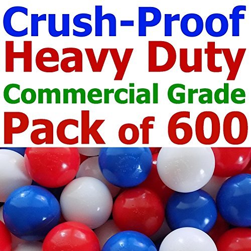 My Balls Pack of 600 Jumbo 3" Red / White / Blue Colors of The Flag Heavy Duty Commercial Grade Ball Pit Balls - Non-Toxic Plastic (600, Red White Blue)