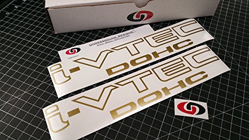 UNDERGROUND DESIGNS I VTEC DOHC 12" (Pair X2) Vinyl Decal Sticker Import Tuner Metallic Gold