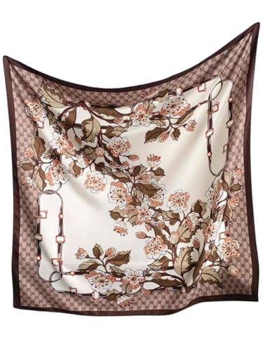 Image of Printed Poly Silken feel Scarf Stole for Women | Stylish, Soft, & Lightweight | Satin Feel Neck Scarf, Hair Scarf, Head Scarf for Women | Square Silk Stole for Handbag