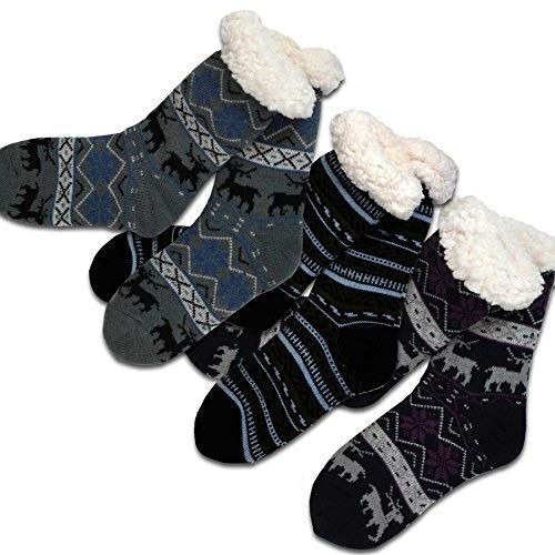 Winter Thick Thermal Double Layer Crew Socks for Adults 3 Pair Christmas Santa Snowman Deer Cat Dog Ski Socks2
