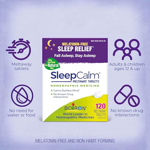 Boiron SleepCalm Tablets Sleep Aid for Deep, Relaxing, Restful Nighttime Sleep - Melatonin-Free and Non Habit-Forming - 120 Count - image 3