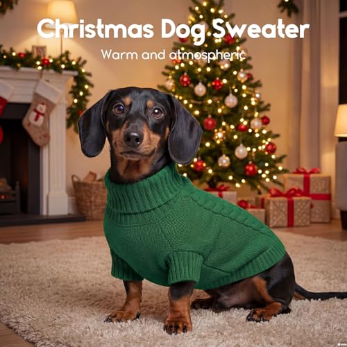 ASENKU Hundepullover Kleine Hunde S,Winter Warm Hundepulli, Waschbar Rollkragen Gestrickt Hunde Pullover Strickpullover für Chihuahua,Yorki,Französische Bulldogge,Maltese