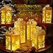 OuMuaMua Christmas Centerpiece Table Decorations, 6Pcs Light Up White Snowflake Paper Lanterns Decorative Glitter Table Centerpiece Boxes for Winter Wonderland Christmas Holiday Party Home Decor