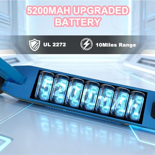 Image of Electric Scooter for Kids Ages 8-15,180W Motor,11 MPH Max Speed & 15 Miles,Adjustable Height & Speed,Colorful Lights,LED Display,UL2272,Foldable Kids Electric Scooter 155 Lbs Max Load