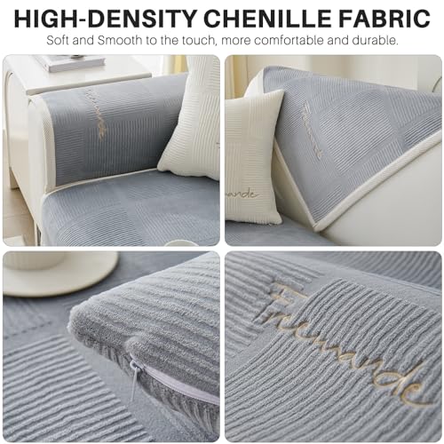 TOPCHANCES Sofa Überzug,2024 Neue Universelle rutschfeste Couch Überzug 1/2/3/4 Sitzer Für L Form Eckcouch Waschbar Sofabezug Hund Katze Kratzschut(Milchsamtgrau,70×150cm 1PCS)