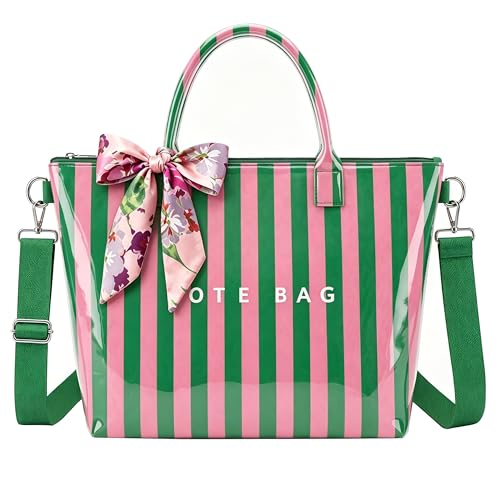 Image of GISMTR Large PVC Tote Bag for Women Letters Print Handbags Kraft Paper Shoulder Bag for Work Travel