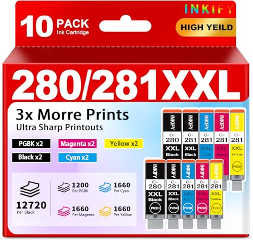 Image of PGI-280XXL /CLI-281XXL Compatible Ink Cartridge Replacement for Canon Printer Ink 280 & 281 Cartridge for Canon PIXMA TR8620 TR8520 TR8600 TR8500 TR7520 TS6320 TS6220 TS6120 (10)
