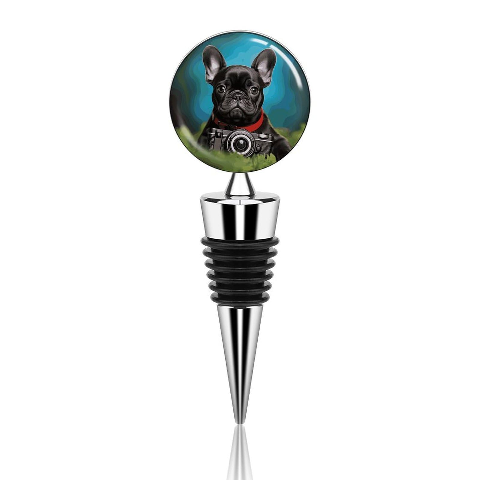 Bouchon de bouteille bouledogue français réutilisable pour garder la fraîcheur