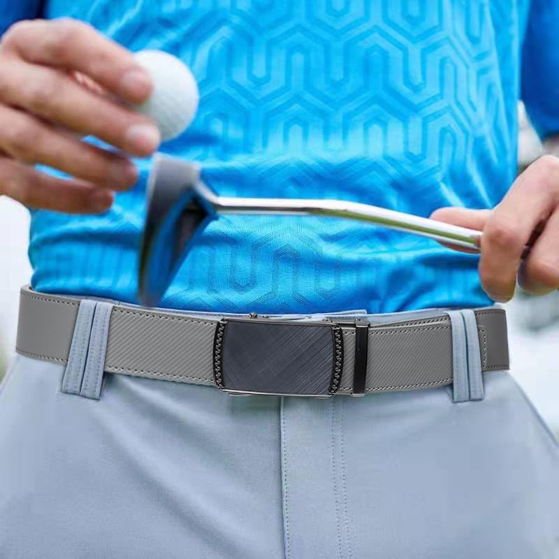 Image of Drowsmen Leather ratchet belt 1 3 /8 inch with Click Sliding Automatic Buckle, Adjustable belt Trim to Fit