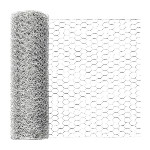 Alambre para pollos - Cercado hexagonal de metal para aves de corral de 1 m, malla de alambre duradera, acero galvanizado resistente a la oxidación | Malla hexagonal flexible para proyectos de manuali