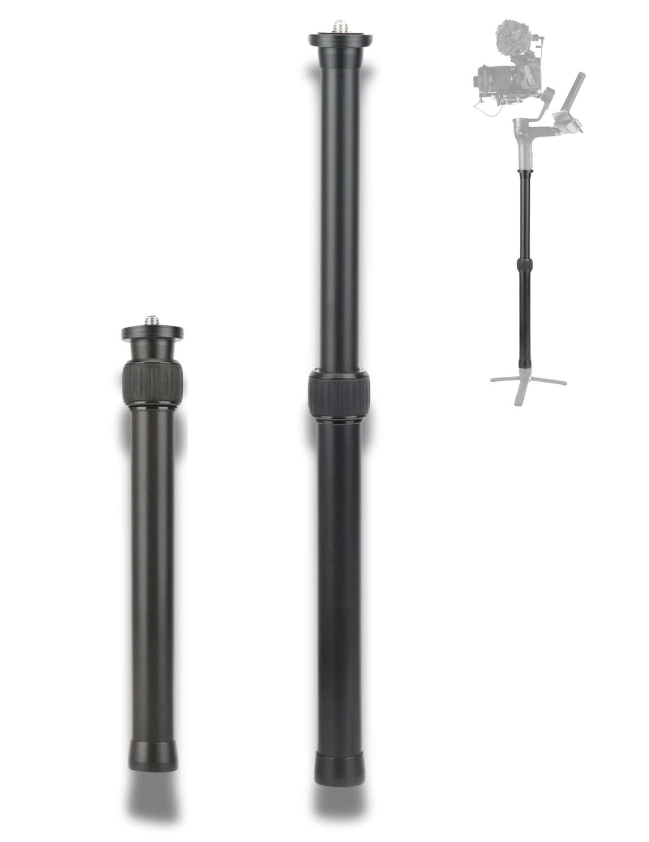 Gimbal-Verlängerungsstange – 2-in-1 Teleskopstange aus Aluminiumlegierung, Verlängerungsrohr 25–41 cm mit 1/4″-3/8″ Schraube für Stativ-Verlängerung, Kamera & Vlog