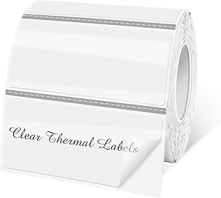 1" x 2" Transparent Thermal Label Stickers,Waterproof Thermal Printer Sticker Labels for Gift Wrapping, Self-Adhesive Name Price Tag DIY Custom Logo Design (500 pcs,Clear)