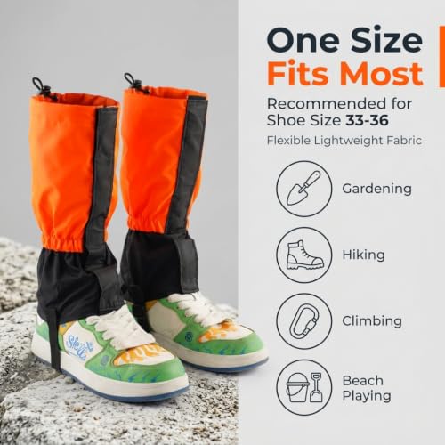 Image of GUSTAVE waterproof adjustable leg gaiters for gardening hiking lawn trimming yard work with coated fabric protection and full leg coverage