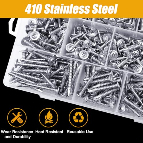 510PCS Tornillos autorroscantes para metal acero inoxidable miniatura 4