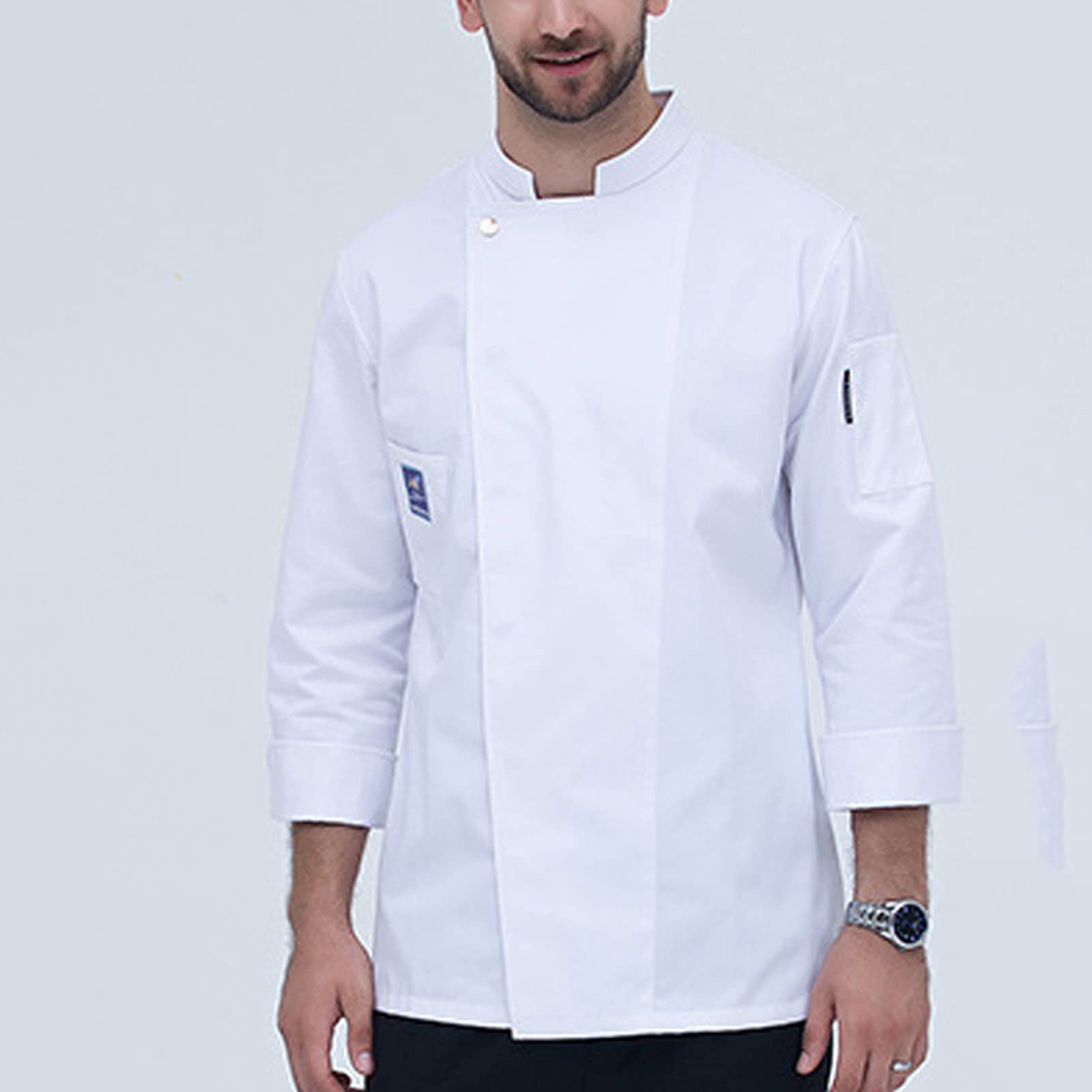 Chaqueta de chef Cocina para hombres y mujeres Unisex Hombres Manga larga Restaurante profesional Top Chef Uniforme Cocina Ropa de trabajo Chaqueta Catering Camarero Trajes (Color: Blanco, Tamaño: C