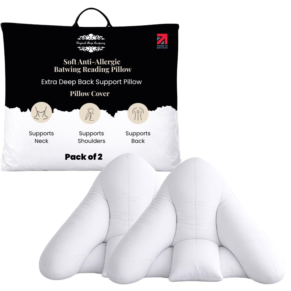 Original Sleep Company Batwing Pillow Cover Pair, White Polycotton Zip Case