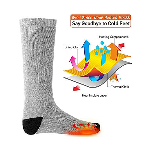 Queta Heated Socks Unisex Heated Socks Electric Thermal Socks Rechargeable Heated Knee Socks for Men Women Winter Foot Warmer for Outdoor Ski Hiking Motorcycle Hunting Snowballs - Image 3