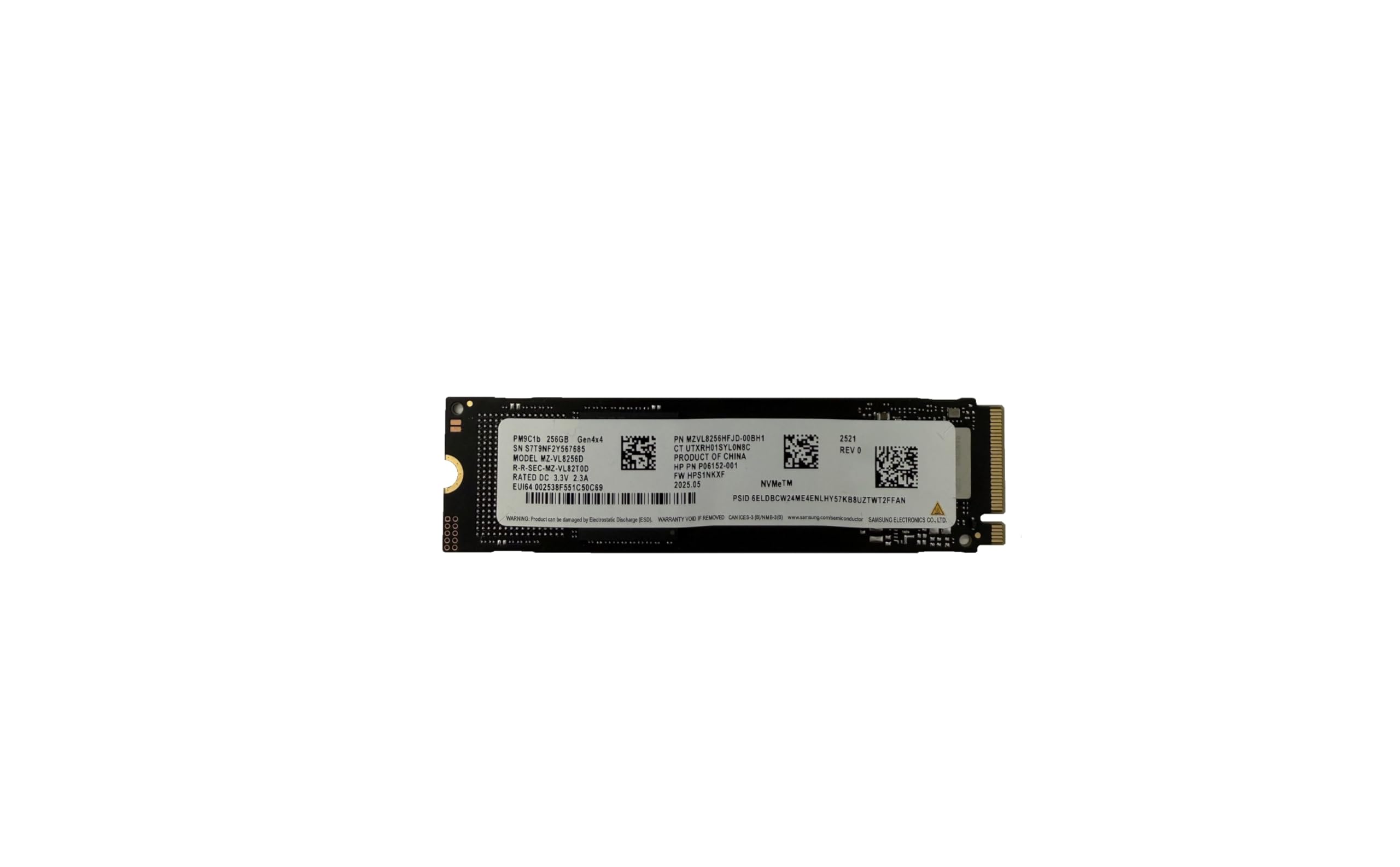 Oemgenuine OEM Samsun 256GB M.2 PCI-e NVME SSD GEN 4X4 Unità a stato solido interna 2280 Fattore di forma M Chiave