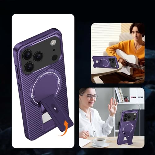 Coque iPhone 17 Pro Max Asuwish pour regarder des vidéos avec support rigide carbone