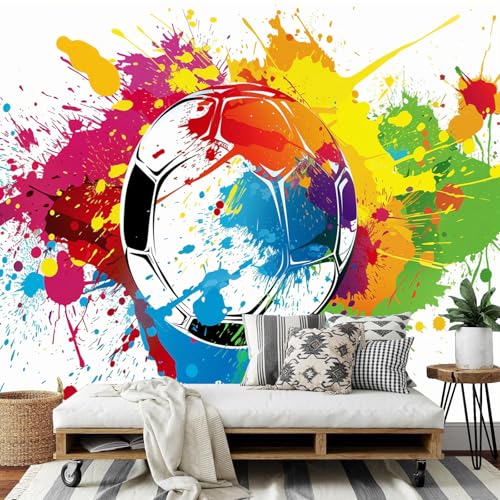 COSKTIARL Papel Pintado Abstracto- Autoadhesivo Papel De Contacto Grafiti De Fútbol Colorido Vinilo Pegatinas Para Sala De Estar Dormitorio Cocina Oficina Baño Habitacion 400 X 280 Cm