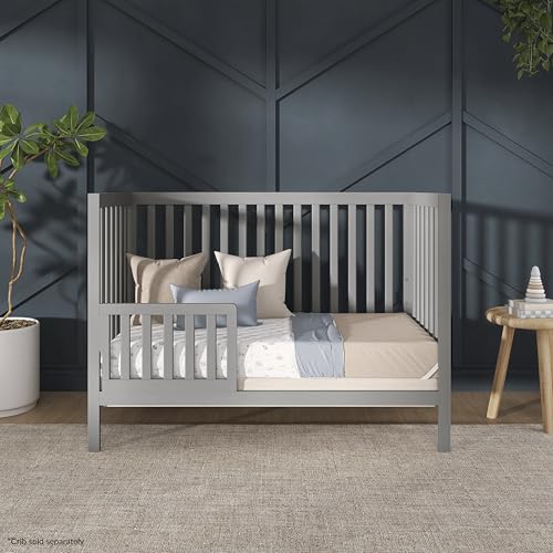 Image of Dream On Me Toddler Guard Rail for Convertible Crib, Solid Wood Bed Rail for Toddler Bed Conversion, Cool Grey