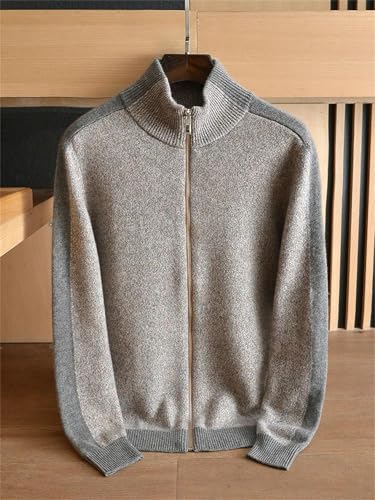 Men's Cashmere Knit Cardigan Sweater Stand Collar Long Sleeve Thick Fall Winter Loose Warm Outerwear2