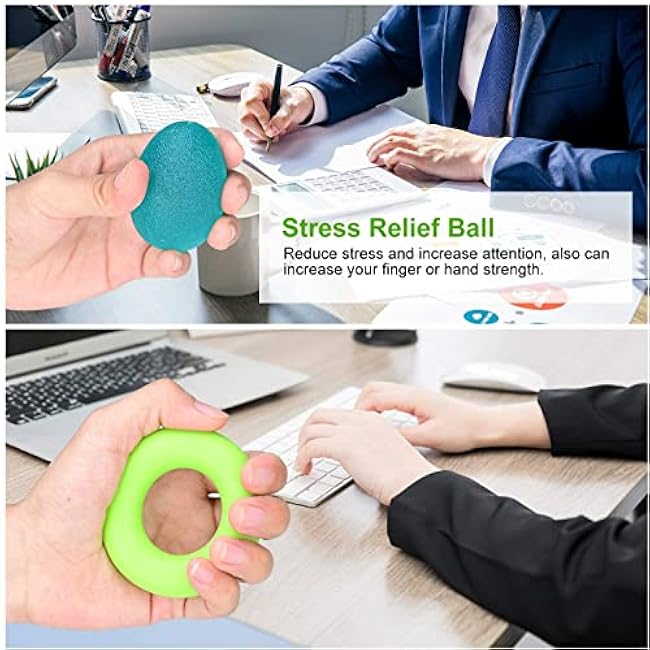 3PCS Hand Grip Strengthener Kit, Stretcher Trainer Strength Finger Exerciser with Stress Relief Ball Ring to Relieve Wrist Thumb Pain Great for Athletes Musicians Rock Climbing