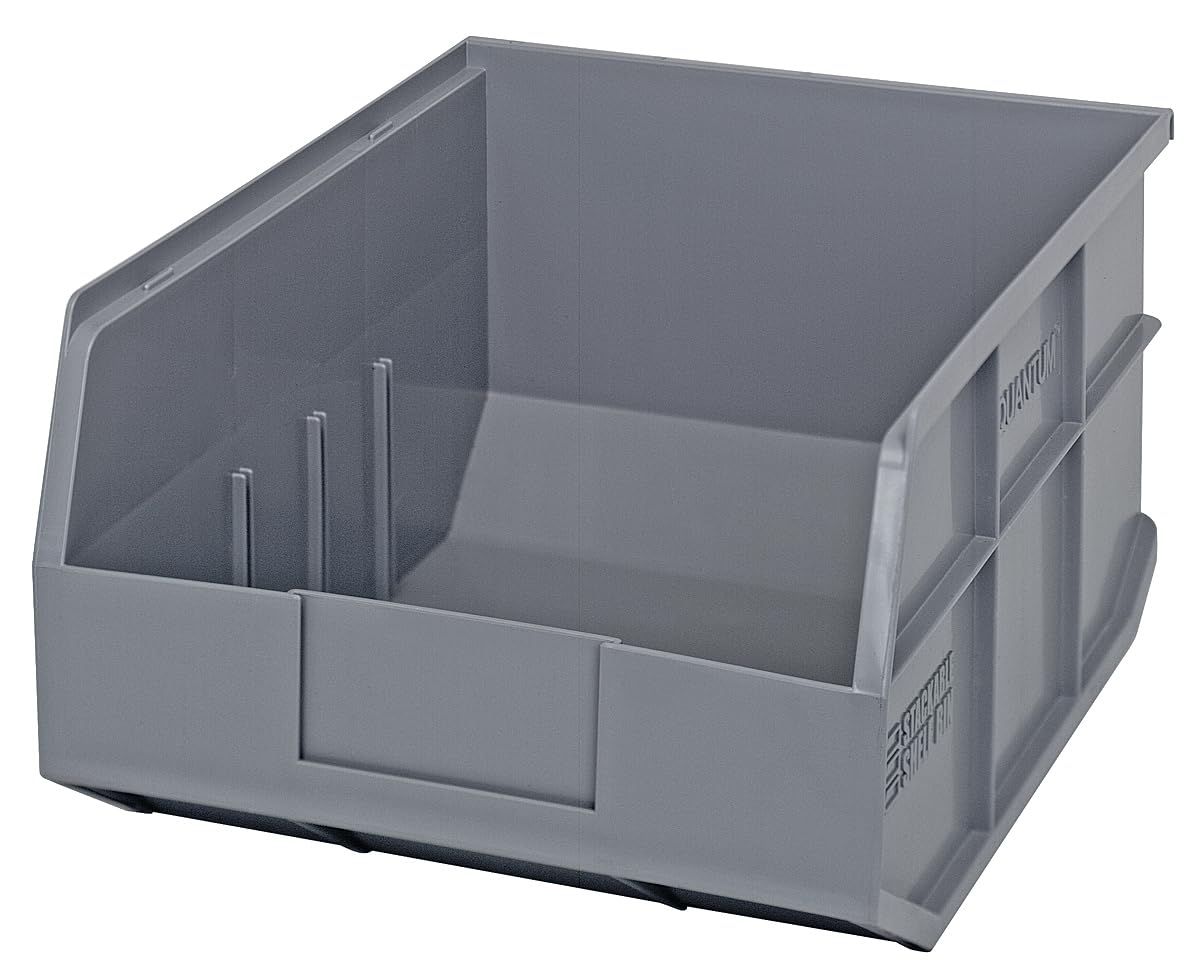 FSE 373-SSB445GYCS Shelf Bin, Stackable, 14"L x 11"W x 7"H, Polypropylene, Gray, autoclavable up to 250°F, Made in USA