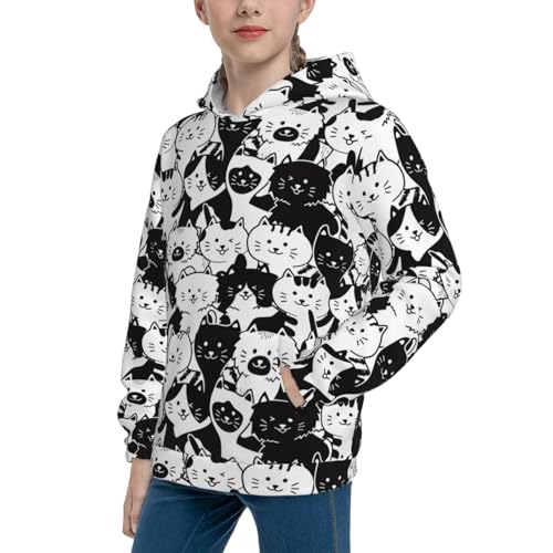 Cute Cat Illustration Kid Hoodies Boys Sweatshirts Girls Pullover with Pocket2