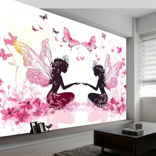 Papel pintado panorámico alas de niña de arte de sueños, papel pintado de pared gigante arte soñador, mural moderno personalizado para sala de estar, dormitorio infantil, restaurante, 300 x 210 cm (L