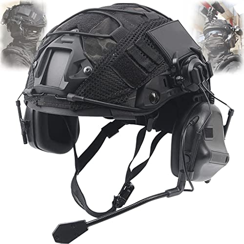 Taktischer Helm Set mit Multicam Abdeckung & Militär Headset - Adjustable Fast Protection für Draussen Paintball CS Jagd BBS Spiel