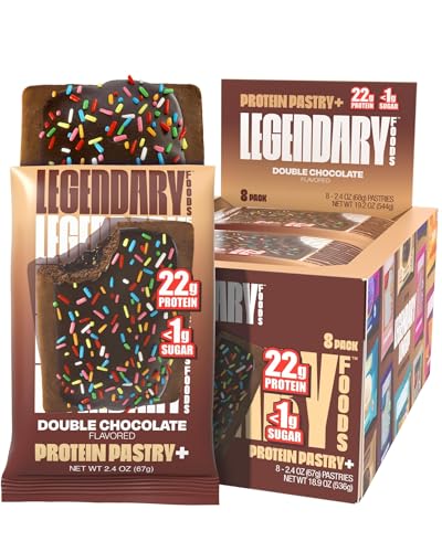 Legendary Foods 22g Protein Pastry 0g Added Sugar, Low Carb, Gluten Conscious, Keto Snack, Ideal for Glucose Management, Includes Whey Protein Isolate, 8 Pack Double Chocolate