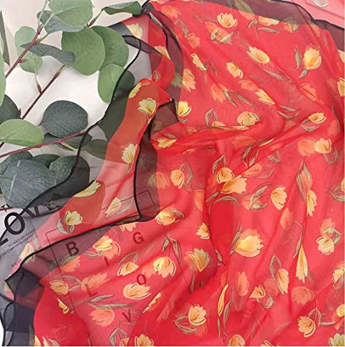 Image of Pokeedioty Scarfs for Women Lightweight Scarves Elegant Floral Pattern Sheer Scarfs Shawls Wraps