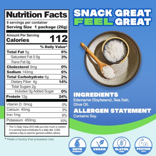 Image of Where You Bean Edamame Beans Snack (Sea Salt) - Crunchy and Dry Roasted Edamame Beans - High Protein Snacks, Keto and Vegan Healthy Snacks for Adults & Low Carb Snack 0.9 oz (Pack of 8)