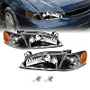 AmeriLite Crystal Headlights Black Amber with Corner Light for Toyota Corolla - Passenger and Driver Side