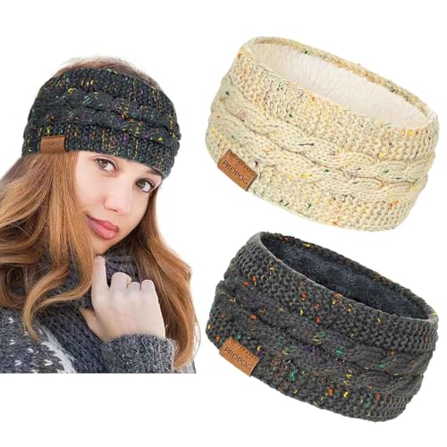PROPOG Winter Headbands for Women Ear Warmer, Knit Womens Winter Headband Thick Ear Warmers for Women Soft Warm Head Wraps Ear Covers for Cold Weather