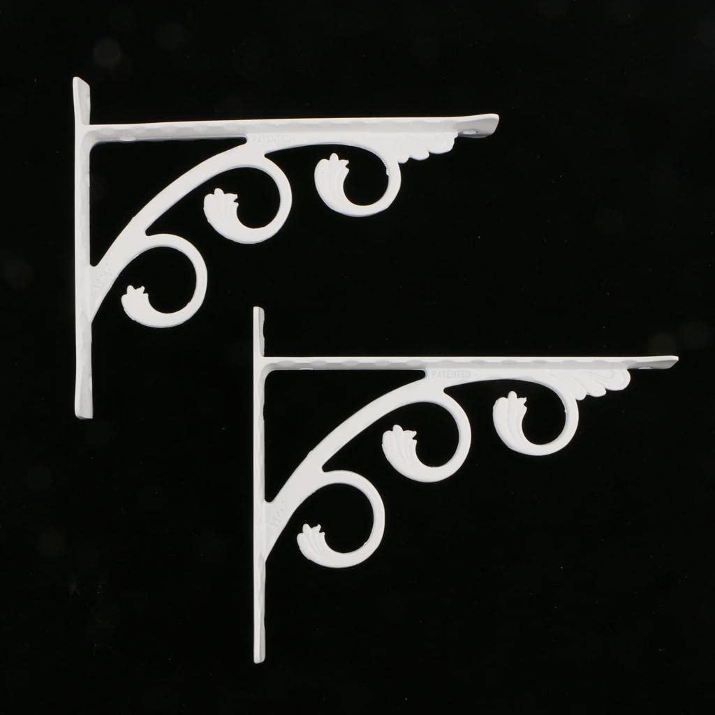CALANDIS™ 3x2Pcs L Shaped Wall Mounted Shelf Bracket Metal Hanging Holder White 15x20cm | Furniture-image-21