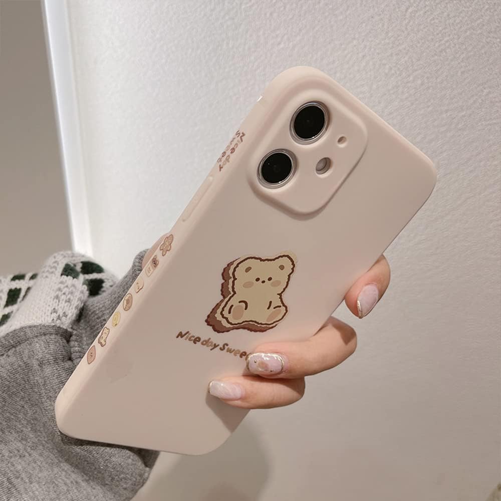 Ownest Compatible for iPhone 11 Case Cute Painted Design Brown Sweet Bear for Women Girls Fashion Slim Soft Flexible TPU Rubber for iPhone 11-Bear