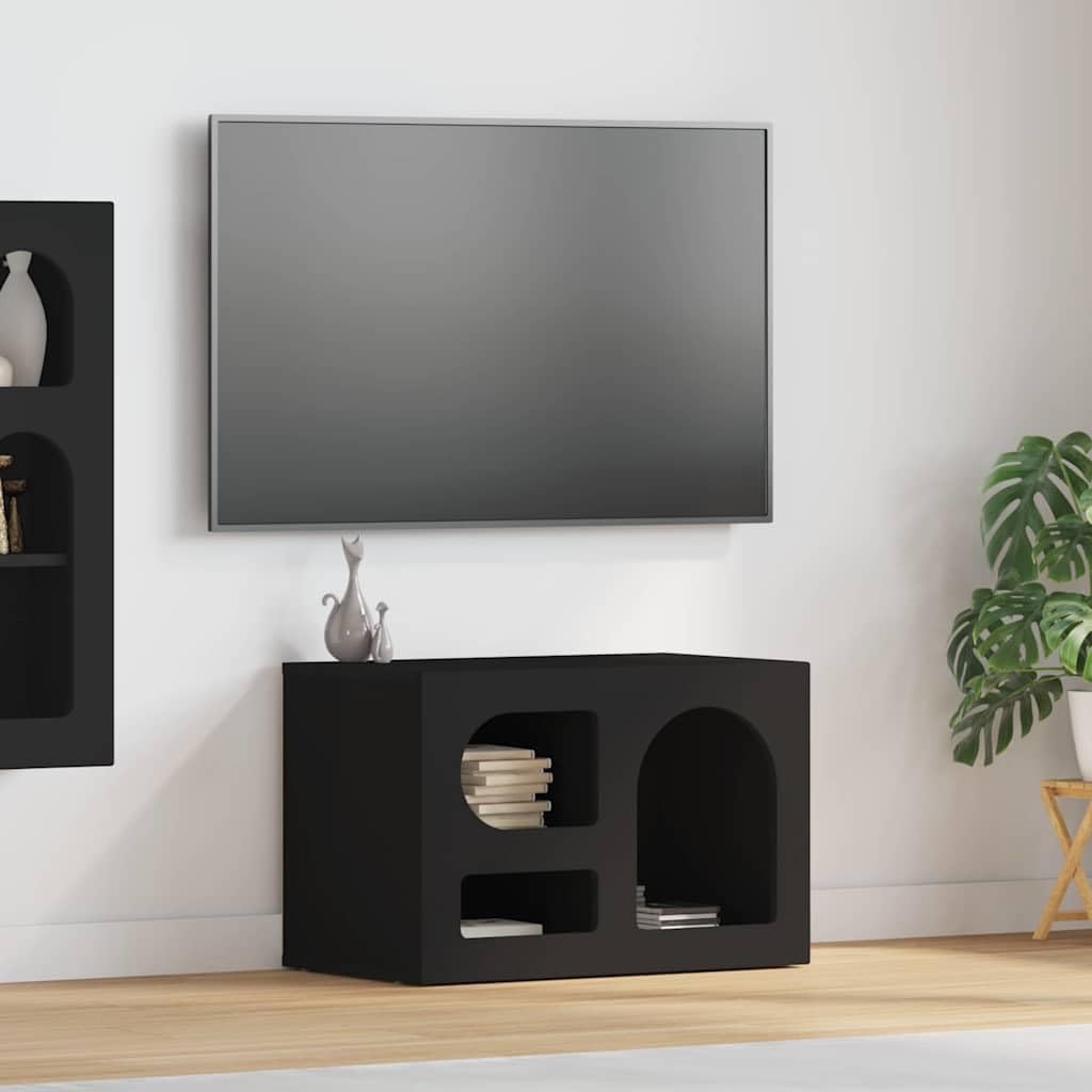Materiał drewnopochodny Nowoczesny design Stół RTV Czarny 60x35x40 cm