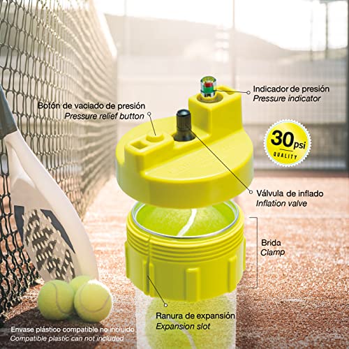 Tennis/Padel Ball Life Extender, Converts Plastic Tennis/Padel Containers to a 30 psi Pressurizer - Image 4